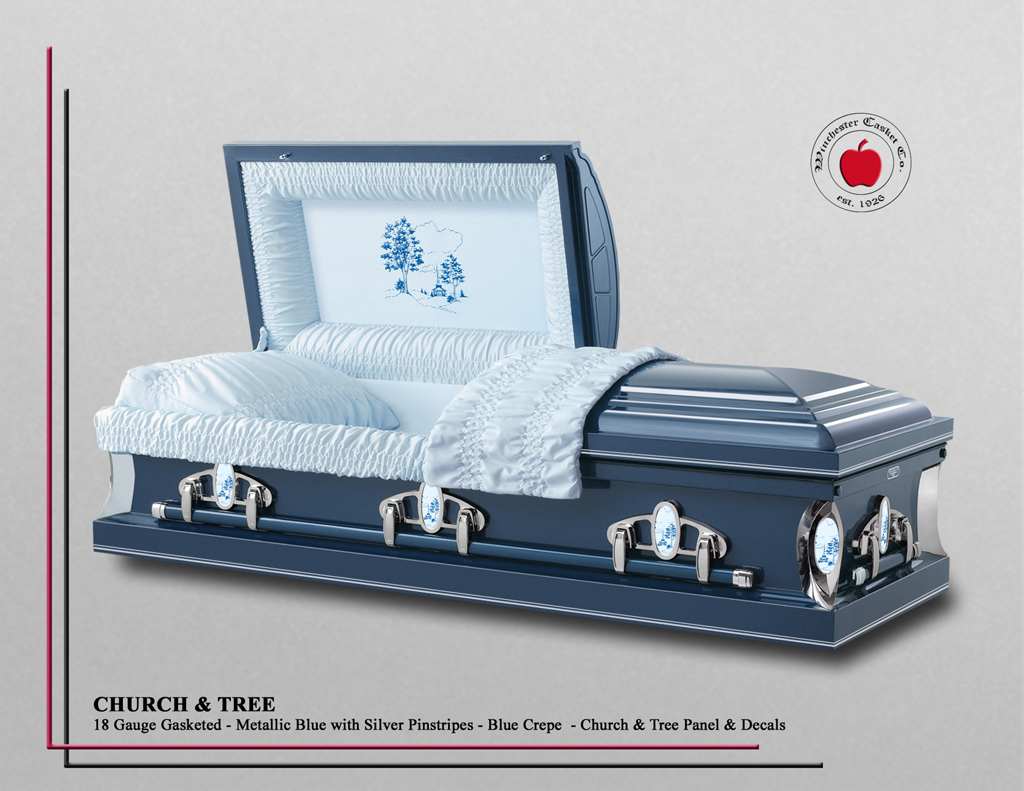 Church and Tree Metallic Blue